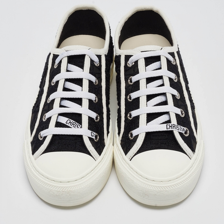 Pre Owned Dior Black Embroidered Mesh Walk'n'Dior Sneakers Size 37