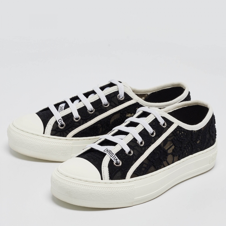 Pre Owned Dior Black Embroidered Mesh Walk'n'Dior Sneakers Size 37
