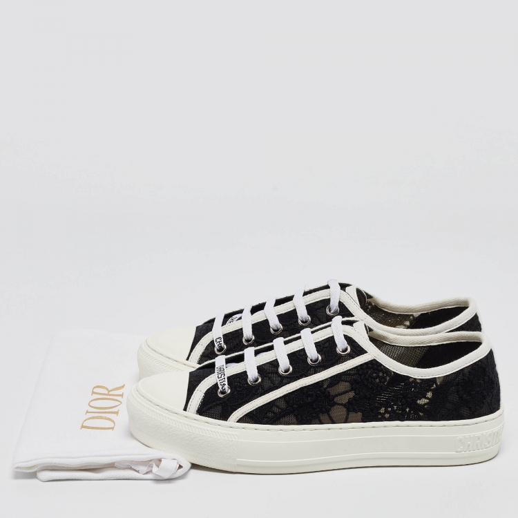 Pre Owned Dior Black Embroidered Mesh Walk'n'Dior Sneakers Size 37