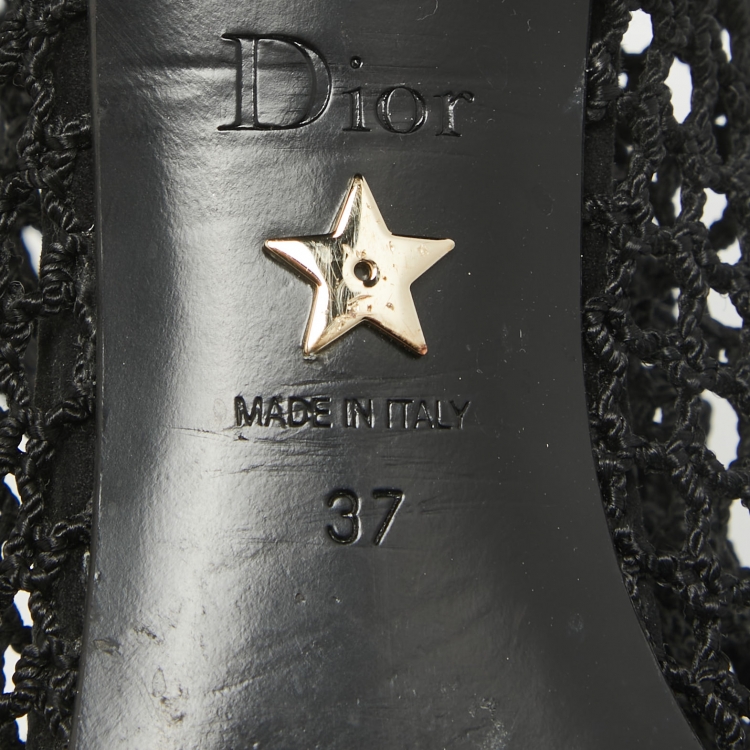 Pre Owned Dior Black Mesh and Suede Naughtily D Ankle Boots Size 37