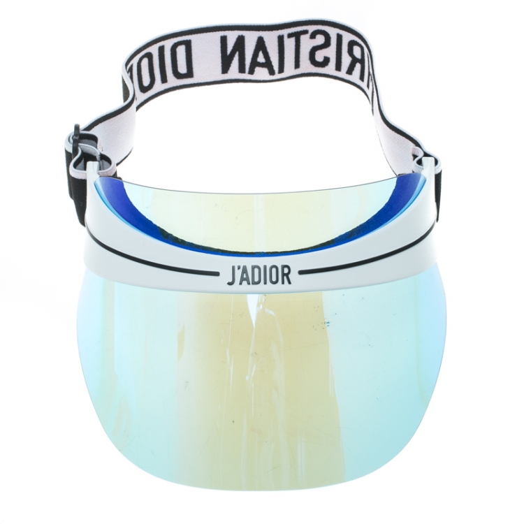 Pre Owned Dior Iridescent Blue and White Logo Detail DiorClub1 Sun Visor