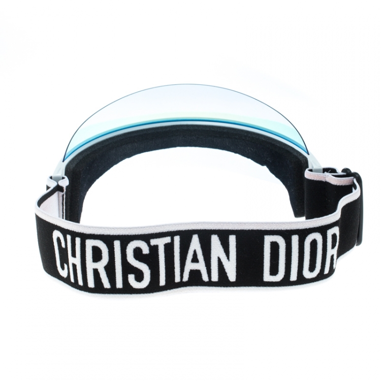 Pre Owned Dior Iridescent Blue and White Logo Detail DiorClub1 Sun Visor