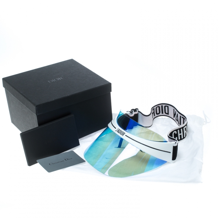 Pre Owned Dior Iridescent Blue and White Logo Detail DiorClub1 Sun Visor