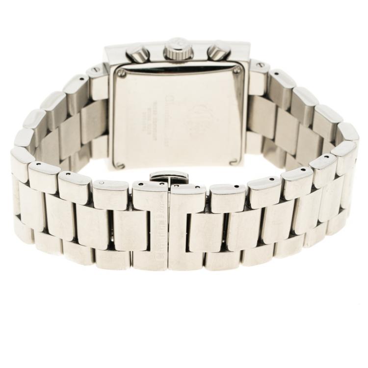 Pre Owned  Christian Dior Silver White Stainless Steel Riva Women's Wristwatch 31mm