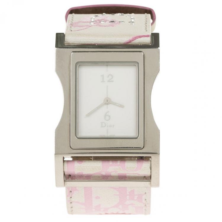 Pre Owned Dior White Stainless Steel Chris 47 Womens Wristwatch 31MM