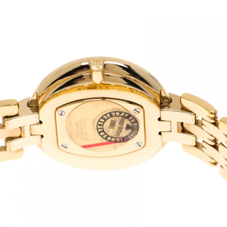 Pre Owned Christian Dior Black Gold Plated Bagheera Black Moon D47-154-4 Women's Wristwatch 32 mm