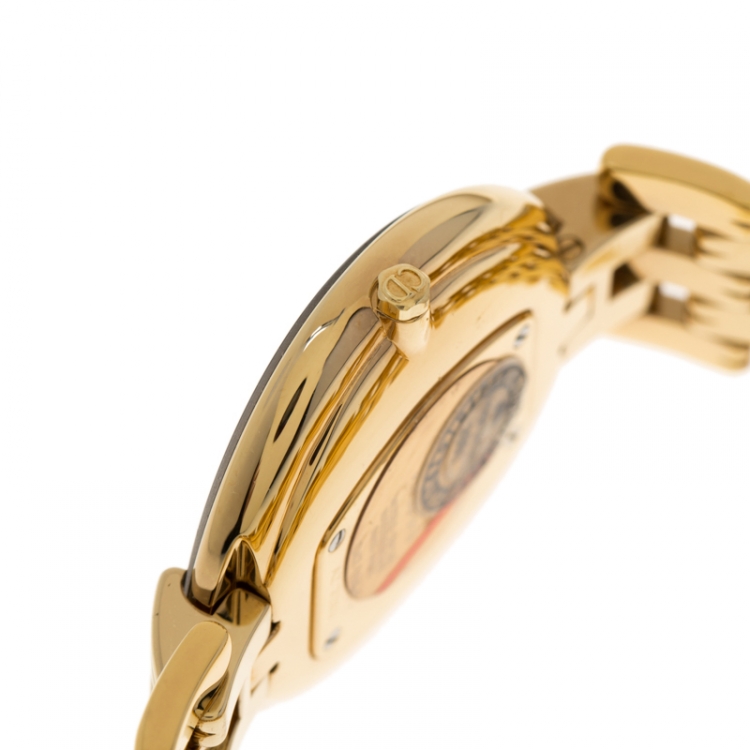 Pre Owned Christian Dior Black Gold Plated Bagheera Black Moon D47-154-4 Women's Wristwatch 32 mm