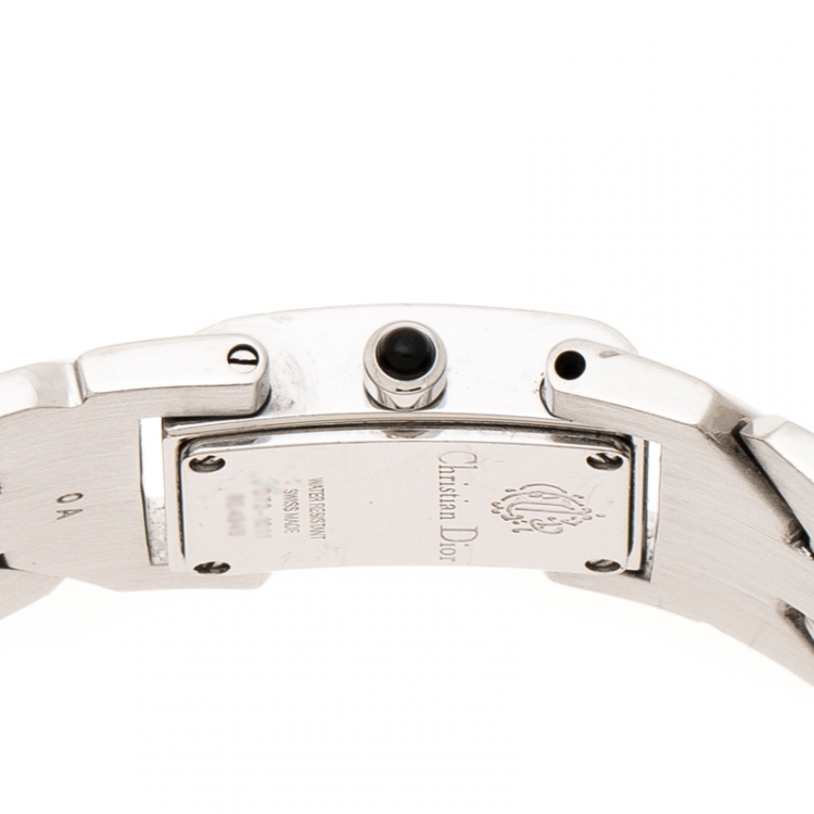 Pre Owned Christian Dior Mother of Pearl Diamond Stainless Steel D72-1011 Art Deco Women's Wristwatch 14MM