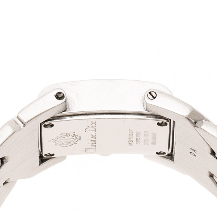Pre Owned Christian Dior Mother of Pearl Diamond Stainless Steel D72-1011 Art Deco Women's Wristwatch 14MM