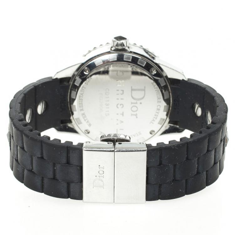 Pre Owned Dior Christal Black Sapphire Womens Wristwatch 28.5 MM