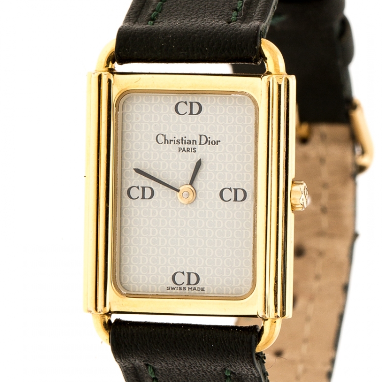 Pre Owned Christian Dior Light Grey Gold Plated 58.122.2 Women's Wristwatch 20 mm