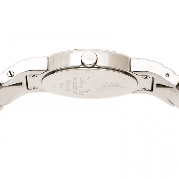 Pre Owned  Christian Dior White Mother of Pearl Diamonds Chris Collection D86-101 Women's Wristwatch 24 mm