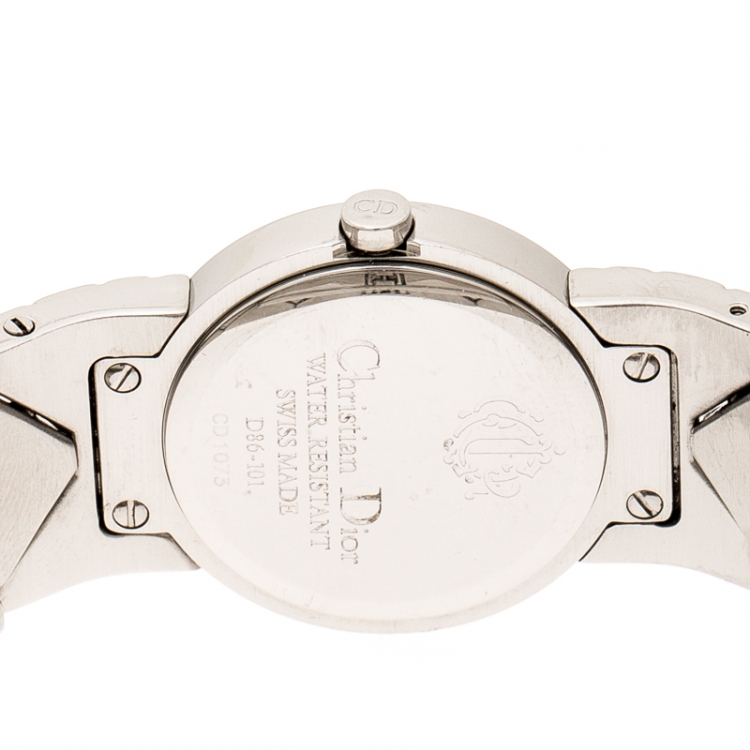 Pre Owned  Christian Dior White Mother of Pearl Diamonds Chris Collection D86-101 Women's Wristwatch 24 mm