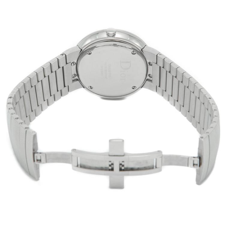 Pre Owned Dior Silver Stainless Steel La D De Dior Diamond Watch 38MM