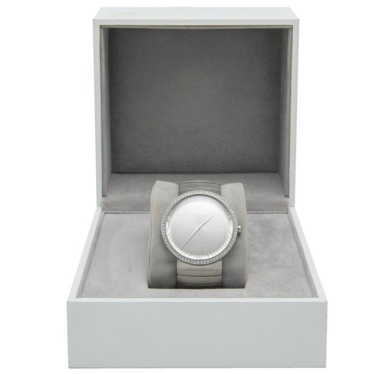 Pre Owned Dior Silver Stainless Steel La D De Dior Diamond Watch 38MM