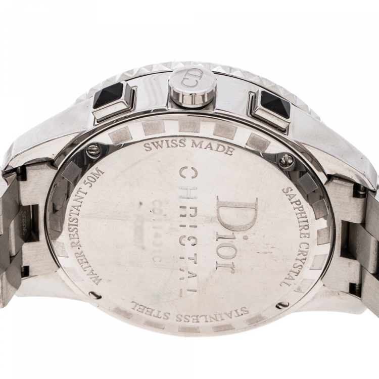 Pre Owned Dior Black Stainless Steel Diamonds Christal CD11431C Women's Wristwatch 38 mm