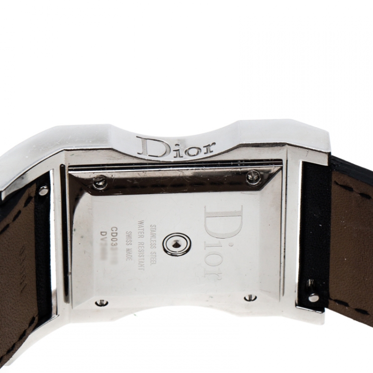 Pre Owned Dior Silver Stainless Steel Diamonds Chris 47 CD033112 Women's Wristwatch 30 mm