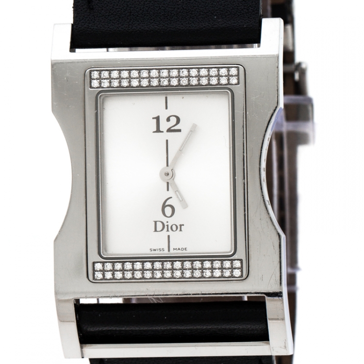 Pre Owned Dior Silver Stainless Steel Diamonds Chris 47 CD033112 Women's Wristwatch 30 mm