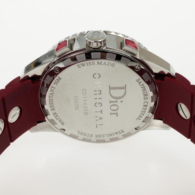 Pre Owned Christian Dior Christal Diamond & Sapphire Womens Chronograph 38MM