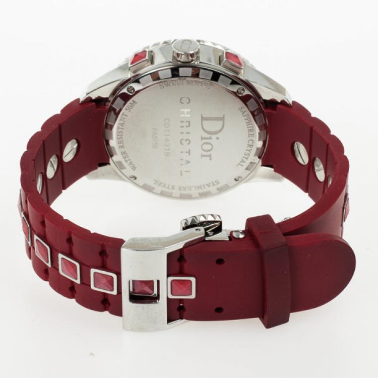 Pre Owned Christian Dior Christal Diamond & Sapphire Womens Chronograph 38MM
