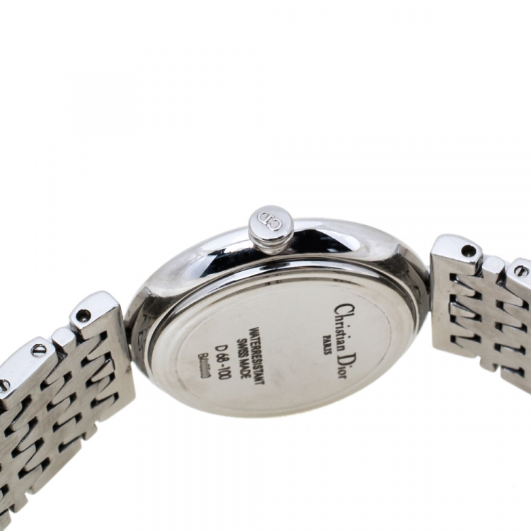 Pre Owned Dior White Stainless Steel D68-100 Women's Wristwatch 25 mm