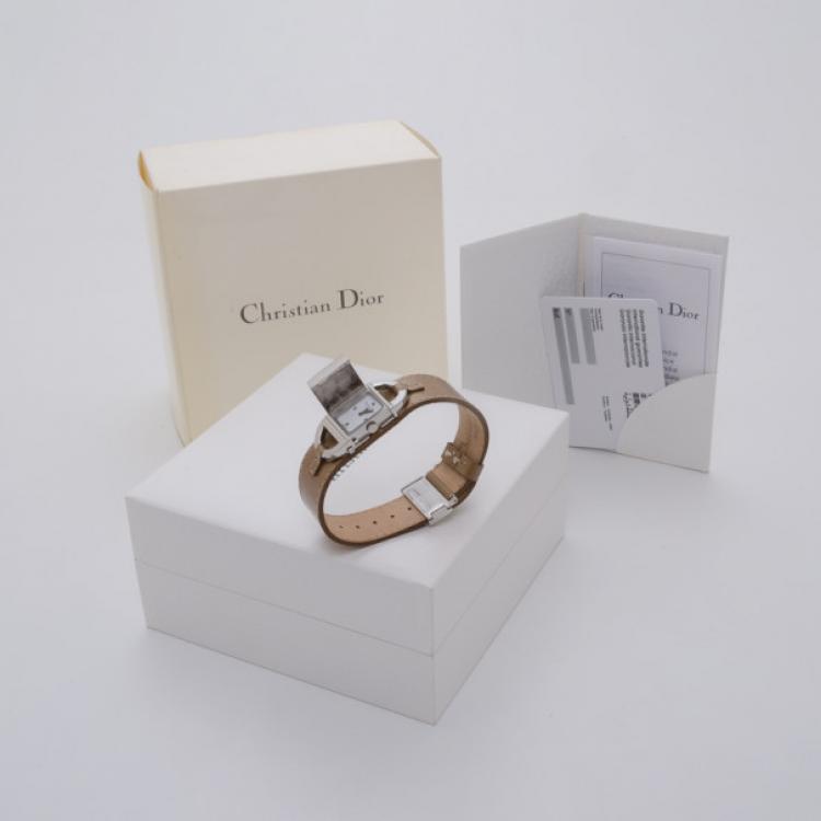 Pre Owned Dior Stainless Steel Pandiora Mirror Dial Quartz D 78-100 Ladies Watch