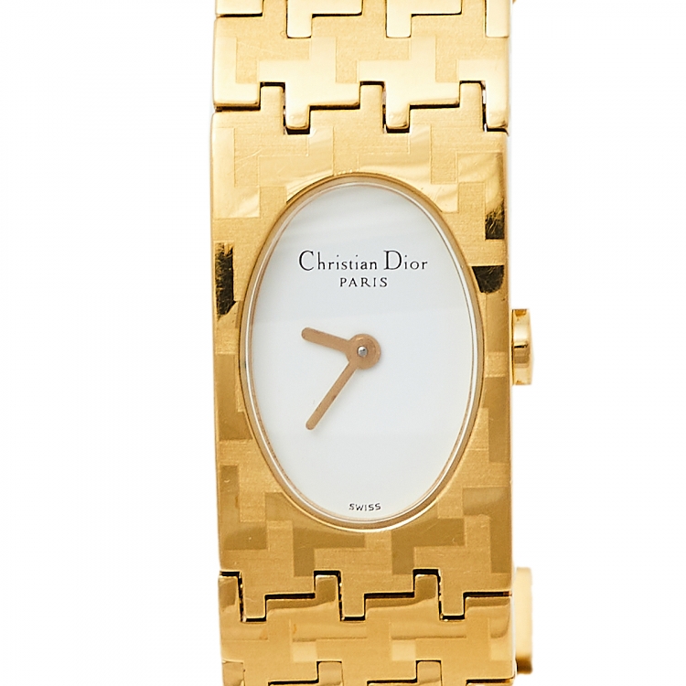 Pre Owned Dior White Gold Plated Stainless Steel Miss Dior D70-150 Women's Wristwatch 15 mm