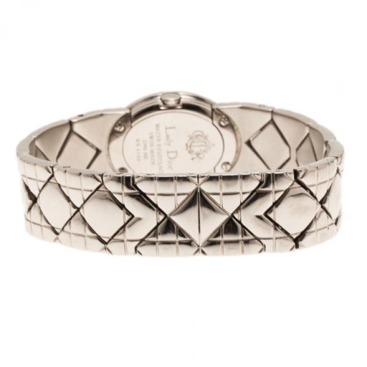 Pre Owned Dior Silver Stainless Steel Lady Dior D90-100 Women's Wristwatch 21MM