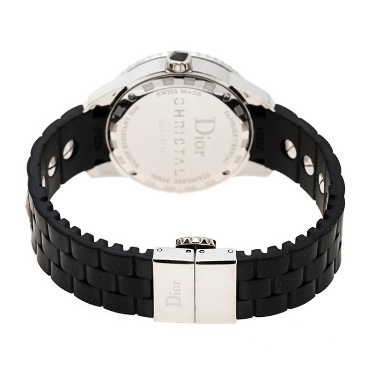 Pre Owned Dior Black Stainless Steel Christal Women's Wristwatch 33MM