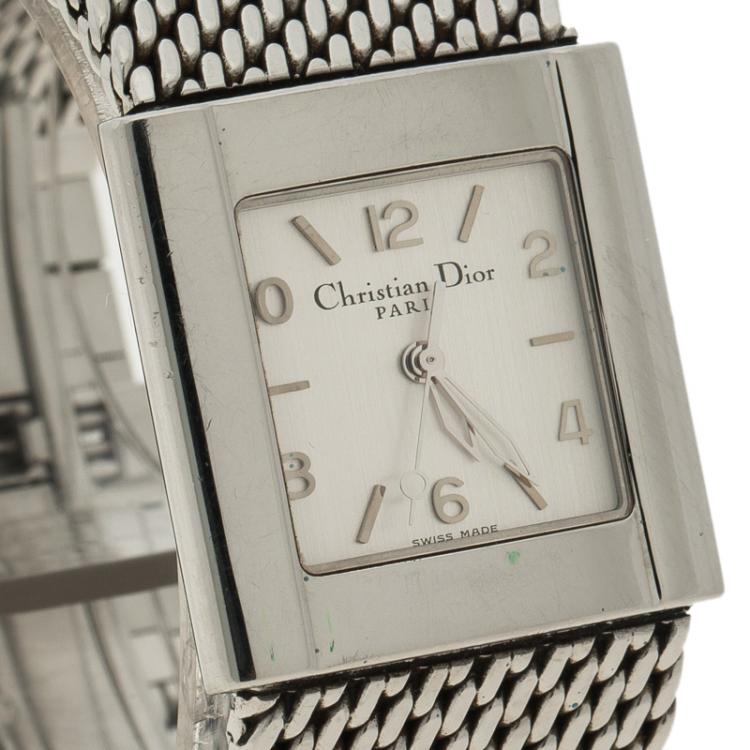 Pre Owned Christian Dior Silver Stainless Steel D79-100 Women's Wristwatch 28MM