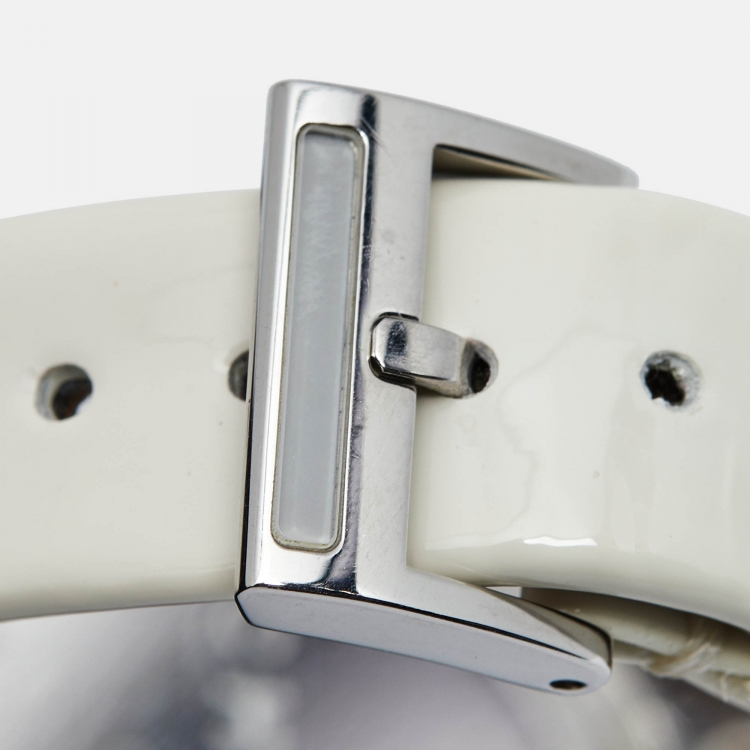 Pre Owned Dior Mother of Pearl Stainless Steel Leather Diamond  Christal  CD11311C Women's Wristwatch 33 mm