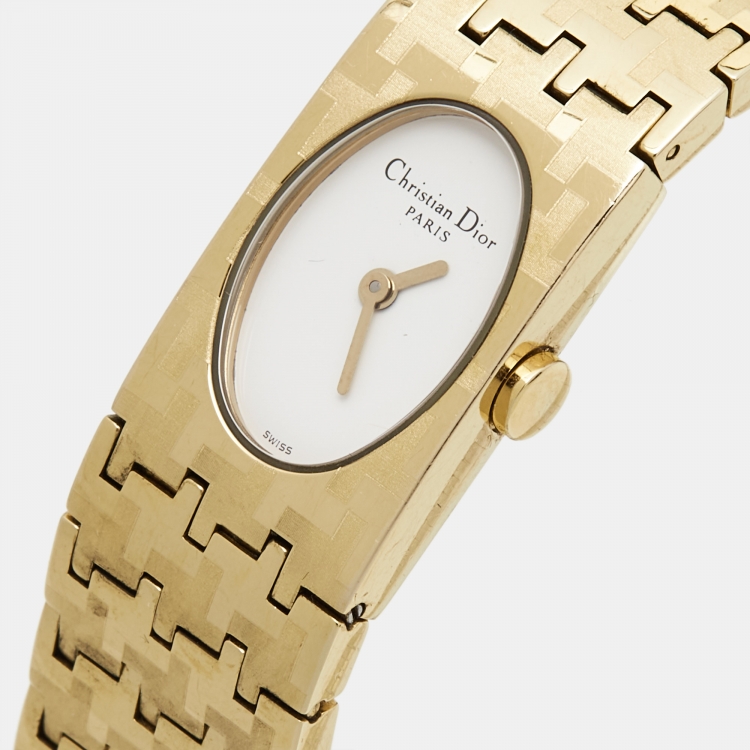 Pre Owned Dior White Gold Plated Stainless Steel Miss Dior D70-150 Women's Wristwatch 15 mm