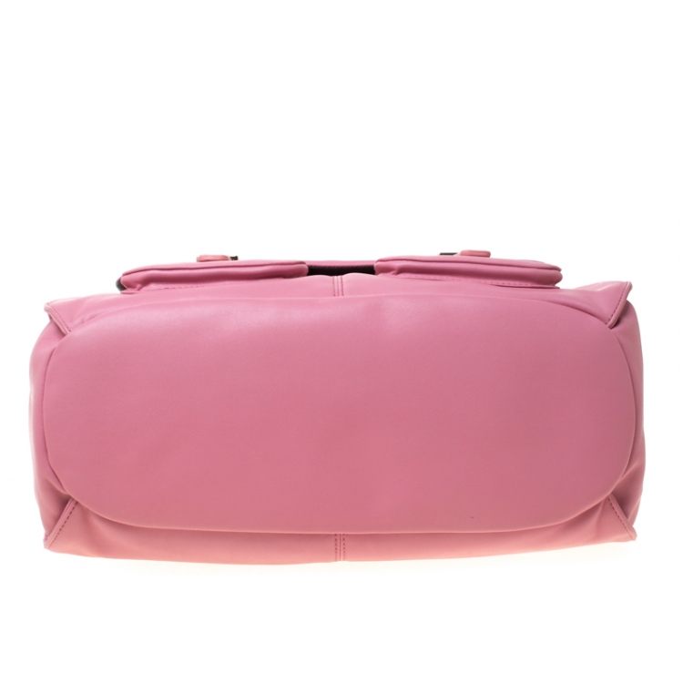 Pre Owned DKNY Pink Leather Front Pocket Shoulder Bag