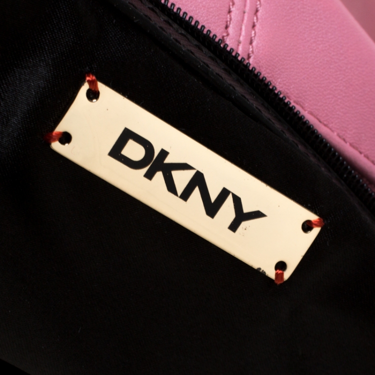 Pre Owned DKNY Pink Leather Front Pocket Shoulder Bag