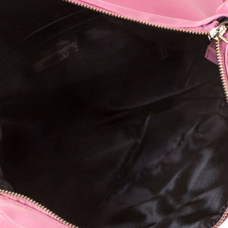Pre Owned DKNY Pink Leather Front Pocket Shoulder Bag