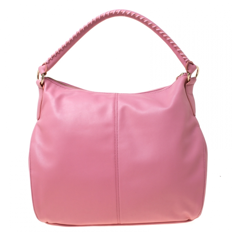 Pre Owned DKNY Pink Leather Front Pocket Shoulder Bag
