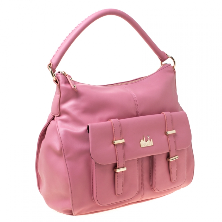 Pre Owned DKNY Pink Leather Front Pocket Shoulder Bag