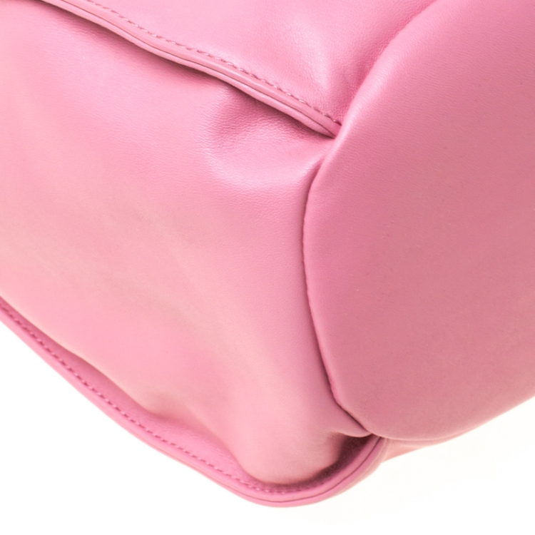 Pre Owned DKNY Pink Leather Front Pocket Shoulder Bag