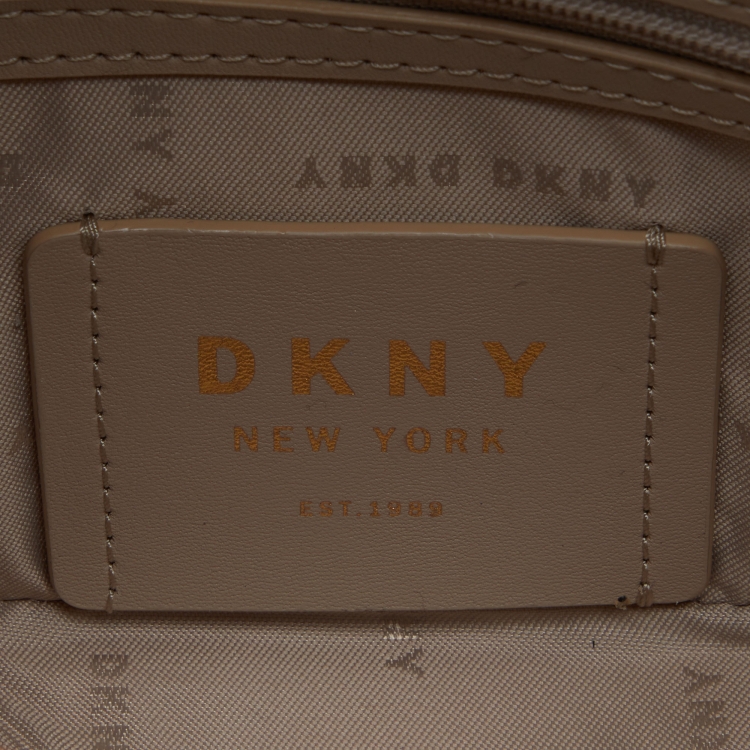 Pre Owned DKNY Beige Leather Elissa Chain Flap Shoulder Bag