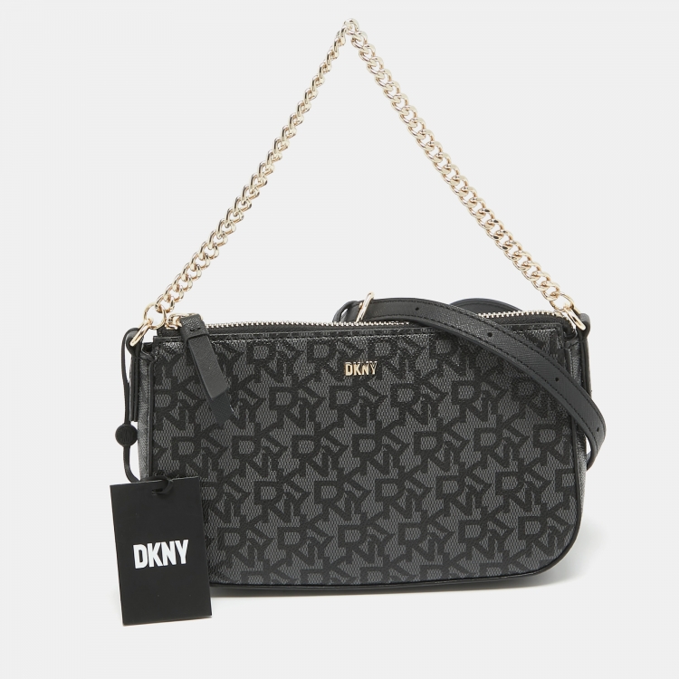 Dkny Black Signature Coated Canvas and Leather Bryant Park