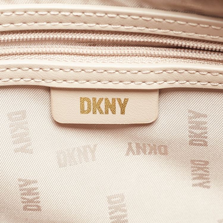 Pre Owned DKNY Beige/Brown Signature Coated Canvas Camera Shoulder Bag
