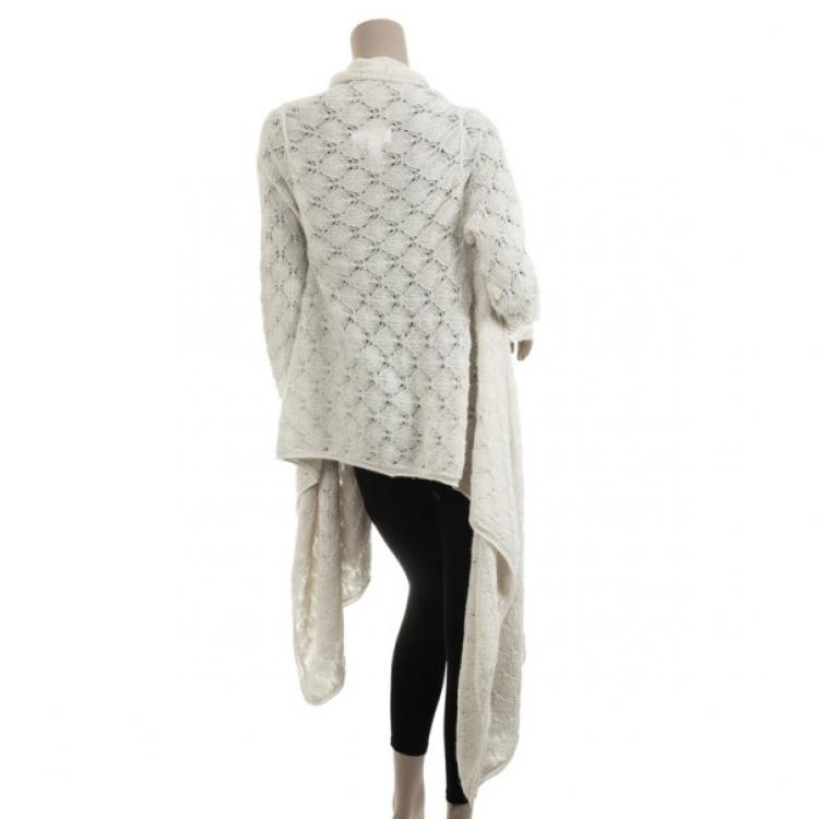 مملوكة مسبقًا DKNY Pure Cream Crochet Wrap Cardigan