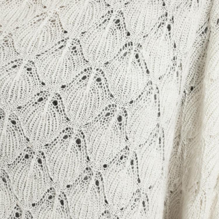 مملوكة مسبقًا DKNY Pure Cream Crochet Wrap Cardigan