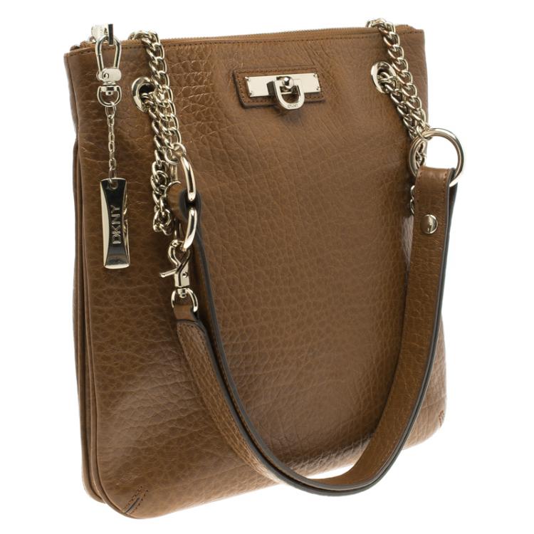 Pre Owned DKNY Brown Leather Shoulder Bag