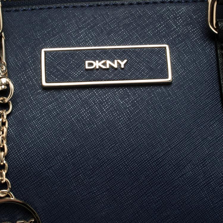 Pre Owned DKNY Blue/Black Leather Shopper Tote