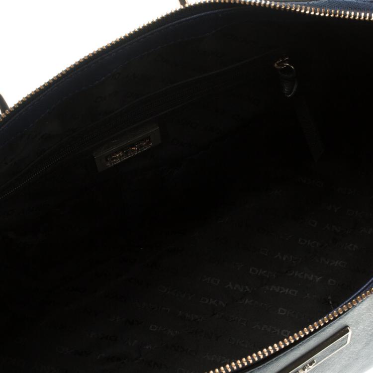 Pre Owned DKNY Blue/Black Leather Shopper Tote