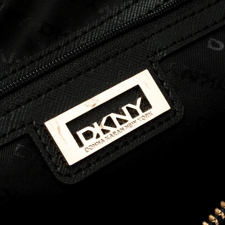 Pre Owned DKNY Blue/Black Leather Shopper Tote