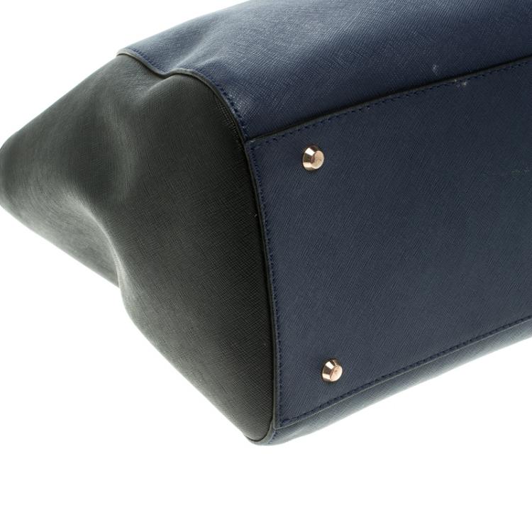 Pre Owned DKNY Blue/Black Leather Shopper Tote