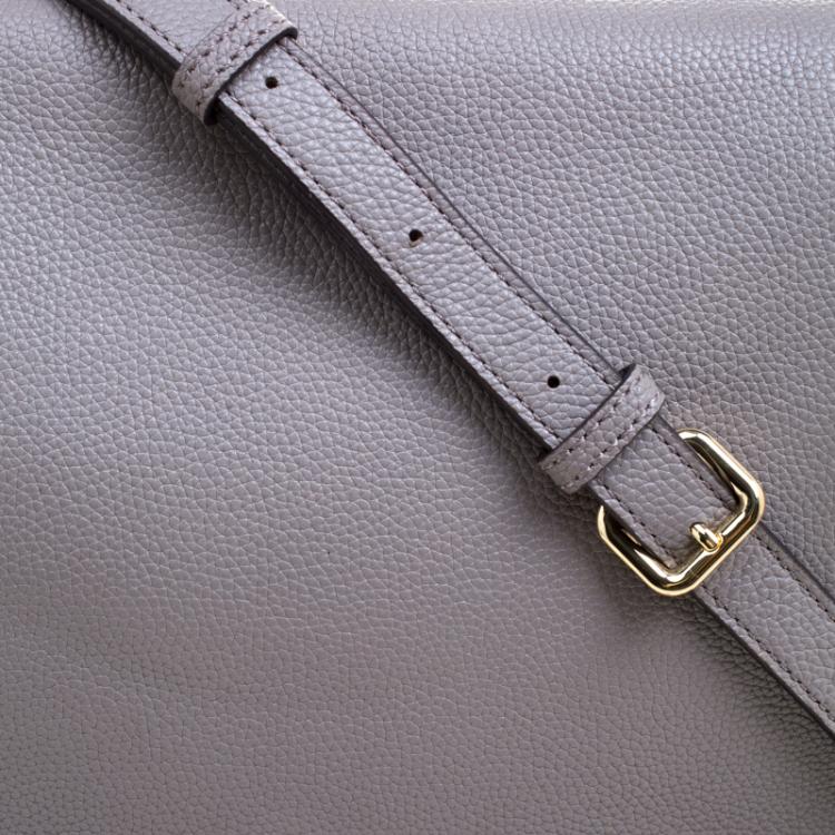 Pre Owned DKNY Grey Leather Chelsea Flap Top Handle Bag