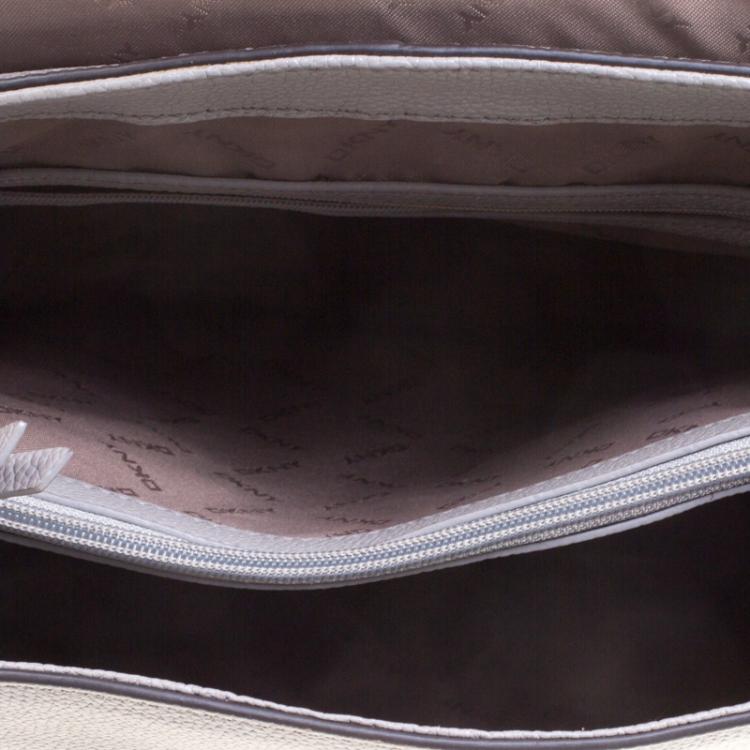 Pre Owned DKNY Grey Leather Chelsea Flap Top Handle Bag